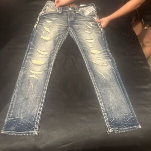 Rock Revival Men's Ripped Blue Skinny Jeans